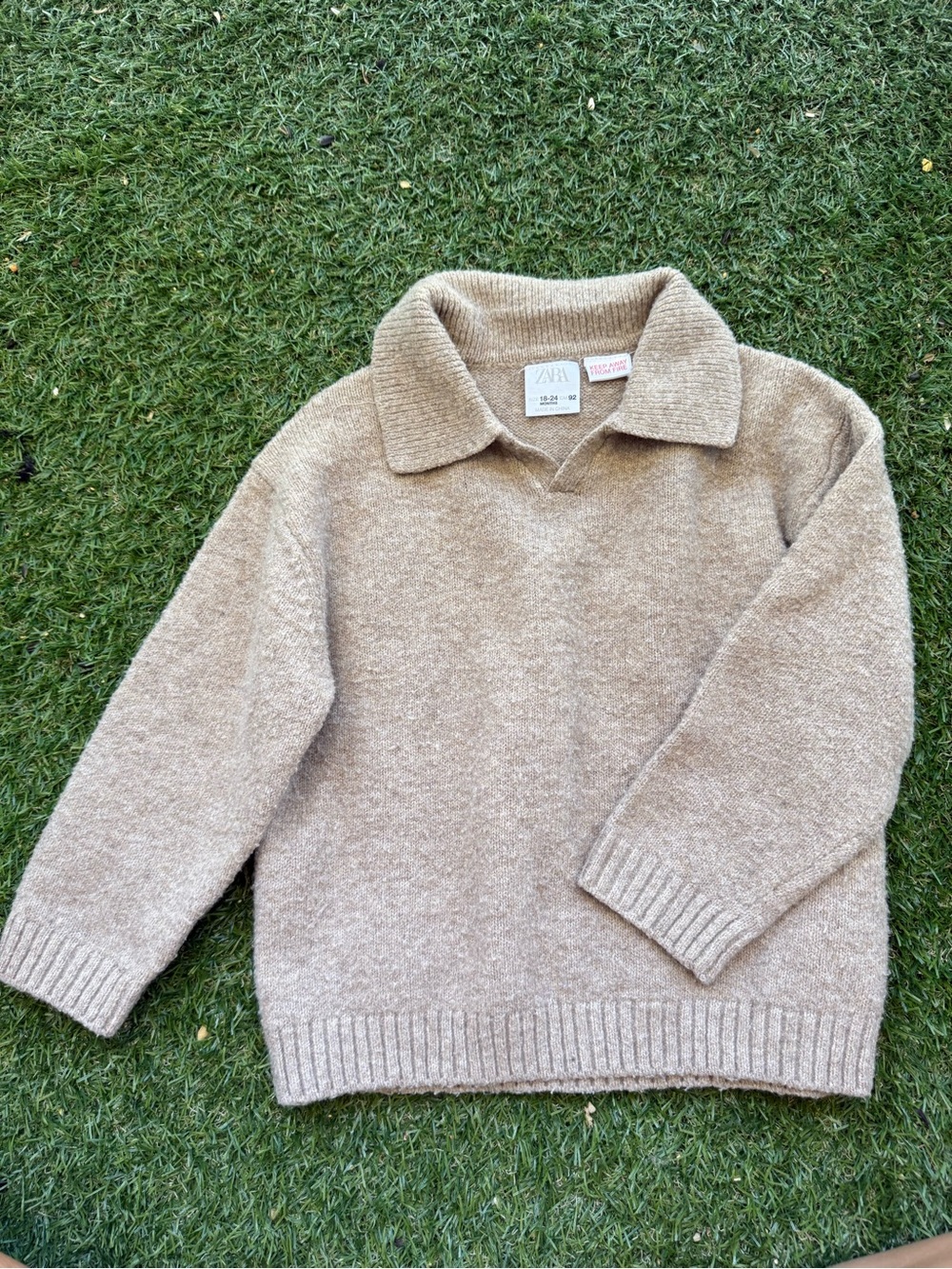 Zara Beige Funnel Collar Knit Sweater